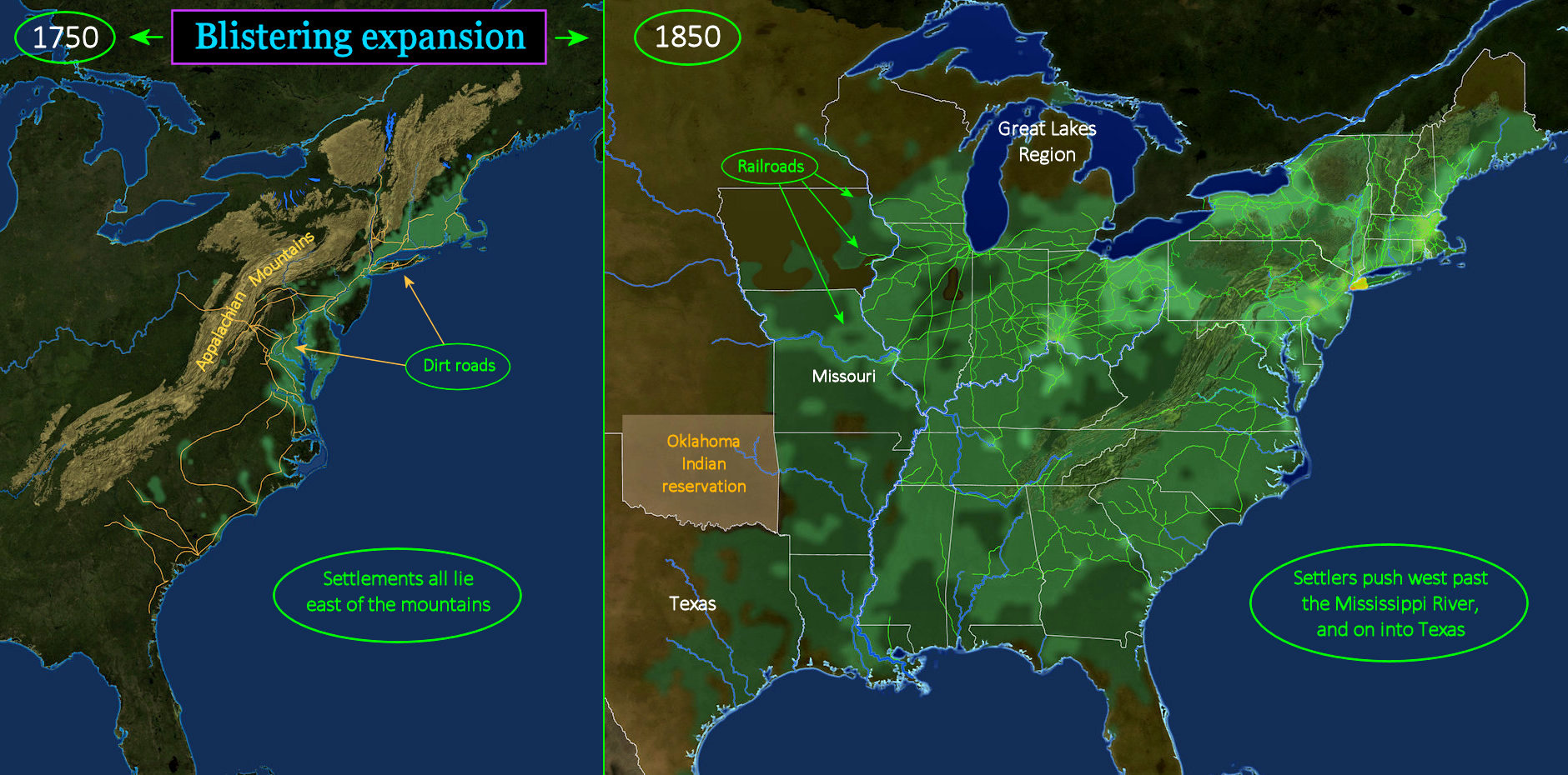 Population growth, 1750-1850 map